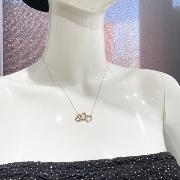 Authentic Tiffany & Co Silver 925 Triple Open Hearts Necklace - Picture 8 of 8